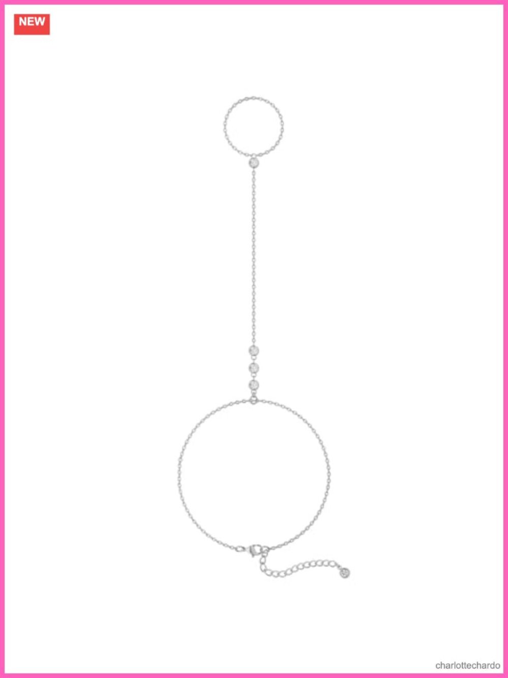 Dainty Adjustable Link Hand Chain Ring Bracelet Silver Plated